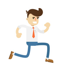 Happy running businessman icon. Business project and realization vector illustration in flat design.