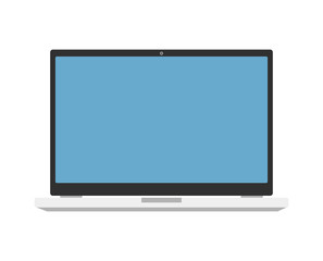 Laptop device with blank screen isolated on white background vector illustration. Smart gadget icon, modern digital technology concept in flat design