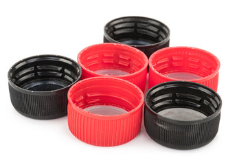 Red and black plastic stoppers