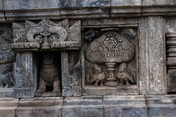 Fragment of the wall carvings, Prambanan Temple, Yogyakarta, Indonesia