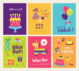 Set of colourful birthday cards design