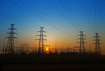 High voltage electric tower line
