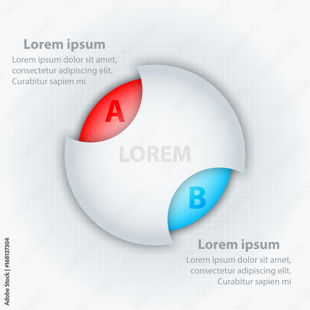 Wall mural Colorful circle two topics in 3d white circle for website presentation cover poster vector design infographic illustration concept