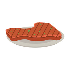 steak on plate food icon image vector illustration design