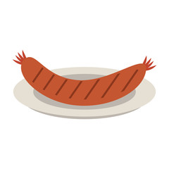 sausage on plate food icon image vector illustration design