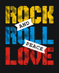 rock and roll peace love, vector