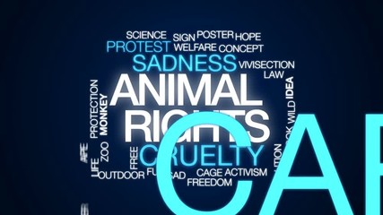 Animal rights animated word cloud, text design animation.
