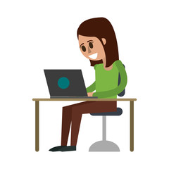 Fototapeta na wymiar happy woman using laptop icon image vector illustration design 