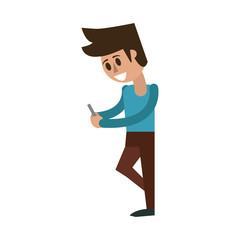 happy man using cellphone icon image vector illustration design 