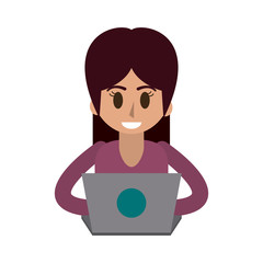 happy woman using laptop icon image vector illustration design 