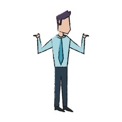 Colorful businessman doodle over white background vector illustration