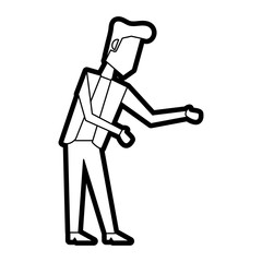 Flat line uncolored businessman over white background vector illustration