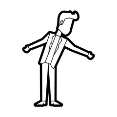 Flat line uncolored businessman over white background vector illustration