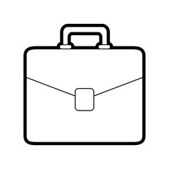 Flat line uncolored briefcase over white background vector illustration