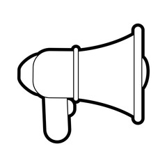 Flat line uncolored megaphone over white background vector illustration