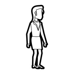 Flat line uncolored business woman over white background vector illustration