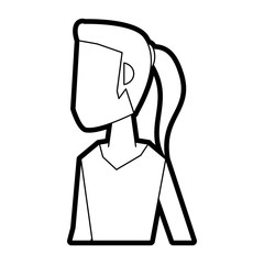 Obraz premium Flat line uncolored business woman over white background vector illustration