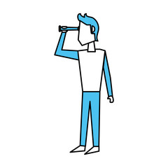 Flat line monocromatic businessman over white background vector illustration