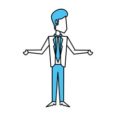 Flat line monocromatic businessman over white background vector illustration