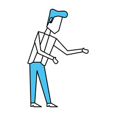 Flat line monocromatic businessman over white background vector illustration