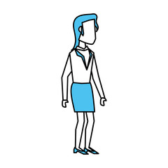 Flat line monocromatic business woman over white background vector illustration