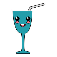 cocktail cup kawaii character vector illustration design