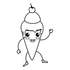 delicious ice cream kawaii character vector illustration design