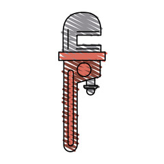 Colorful pipe wrench doodle over white background vector illustration