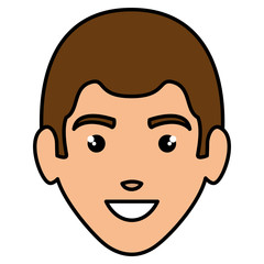 young man head avatar character vector illustration design