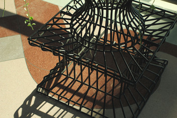 Shadow of flower pot in the evening