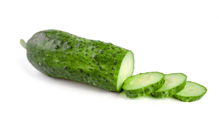 Sliced cucumber isolated on a white background