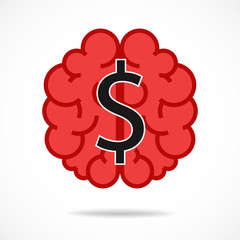 Human brain with dollar sign. Vector illustration