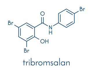 Tribromsalan disinfectant molecule. Skeletal formula.