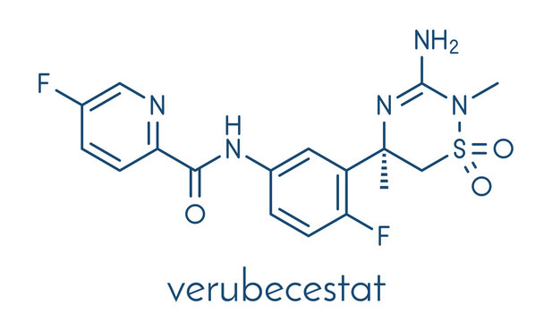 Verubecestat Alzheimer's disease drug molecule (BACE1 inhibitor). Skeletal formula.