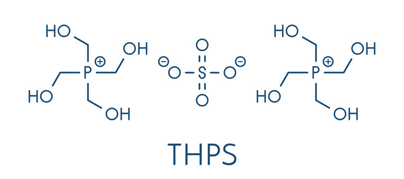 Tetrakis(hydroxymethyl)phosphonium Sulfate (THPS) Biocide Molecule. Skeletal Formula.