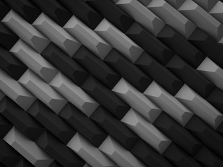 abstract 3d Background black rectangular dark alternating arrangement render