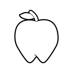 Flat line uncolored apple over white background vector illustration