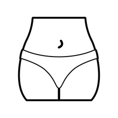 Flat line uncolored woman body in panties over white background vector illustration