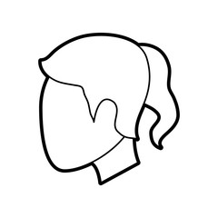 Flat line uncolored woman head over white background vector illustration