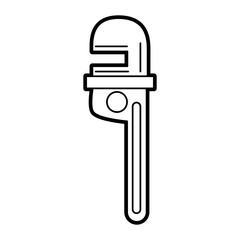 Flat line uncolored pipe wrench over white background vector illustration