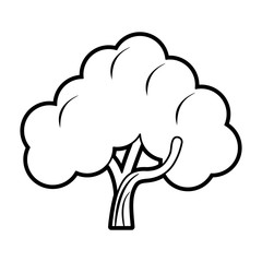 Flat line uncolored tree over white background vector illustration