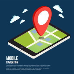 Flat 3d isometric mobile GPS navigation maps