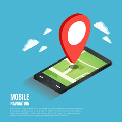 Flat 3d isometric mobile GPS navigation maps
