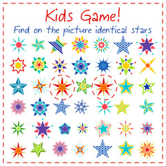 Kids game with colorful cartoon stars