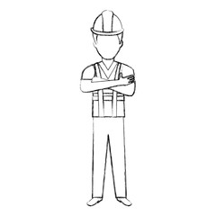 worker with helmet avatar vector illustration design
