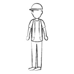 worker with helmet avatar vector illustration design