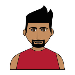 happy handsome tan skin man wth beard icon image vector illustration design 