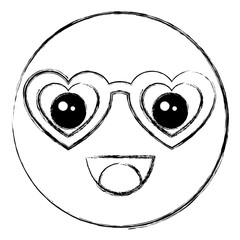emoticon with glasses kawaii character vector illustration design