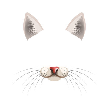 Cat animal face filter template video chat photo effect vector isolated icon