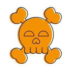 skull and crossbones icon image vector illustration design  orange color